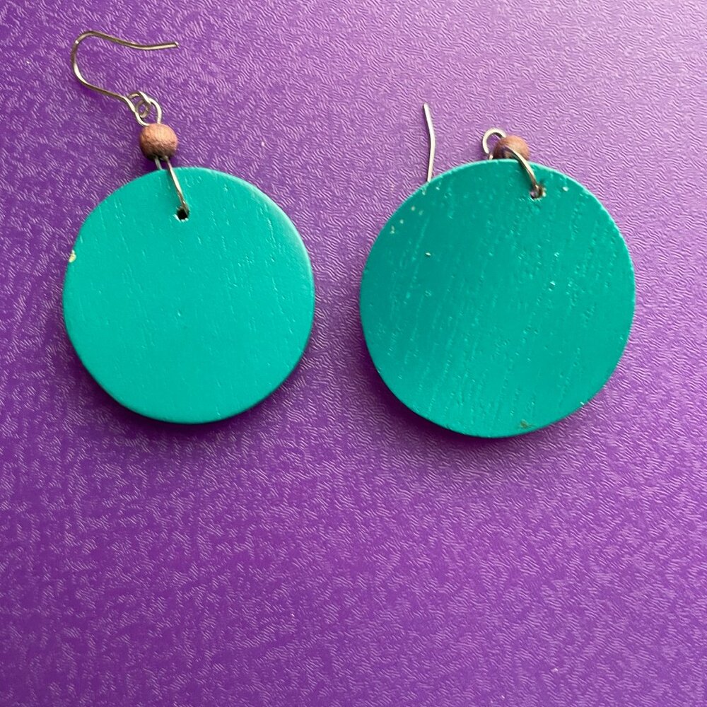 Bundle 3/$12. Blue, Pink, and Gold Floral Dangle Earrings. - Picture 2 of 2